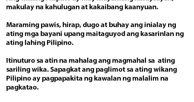 Halimbawa ng paglalarawan sa wikang filipino
